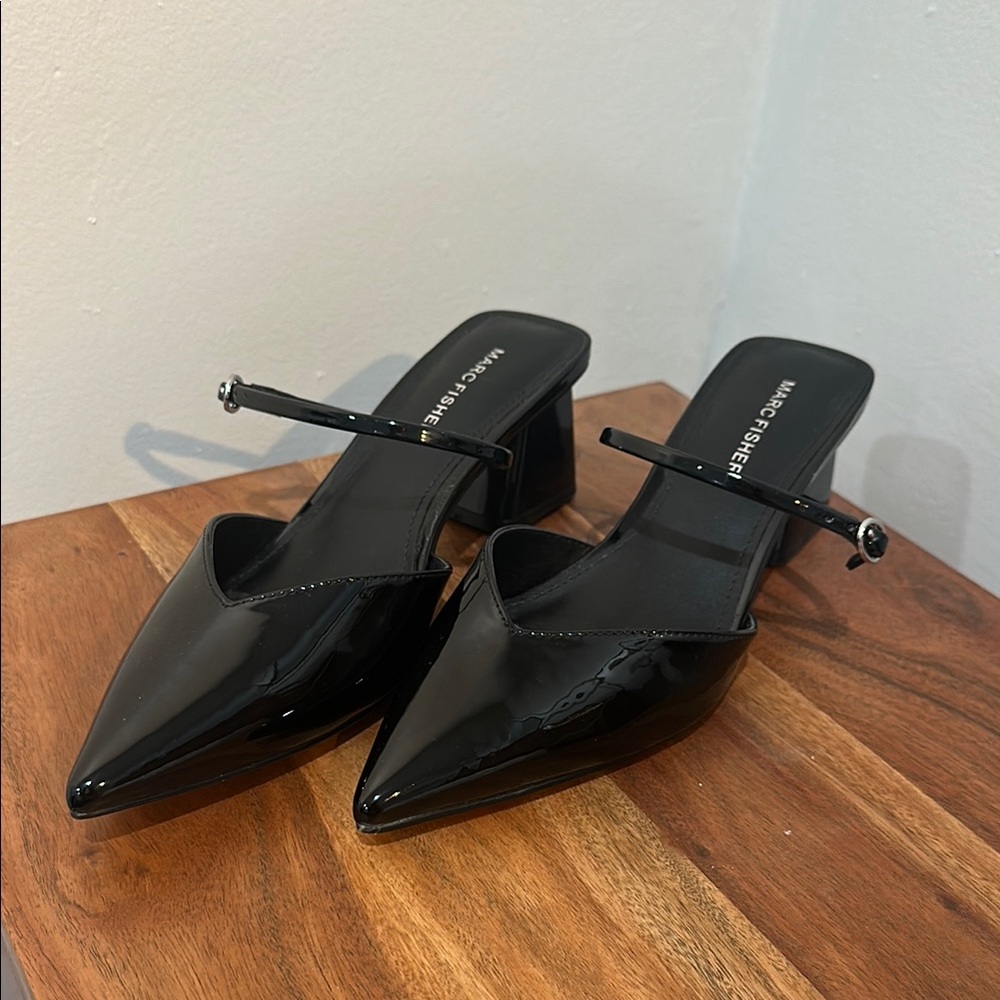 Marc Fisher Black Patent Mules